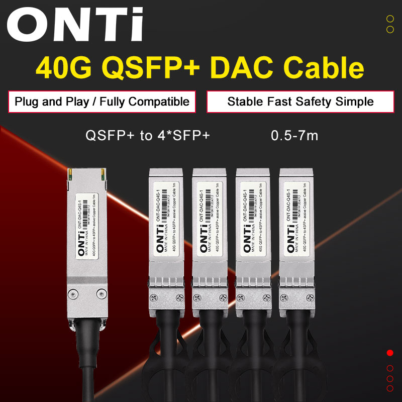ONTi High  Hybrid 40G QSFP+ to 4xSFP+ DAC Cable 0.5M 1M 2M 3M 5M 7M Passive Direct Attach Copper Twinax Cable