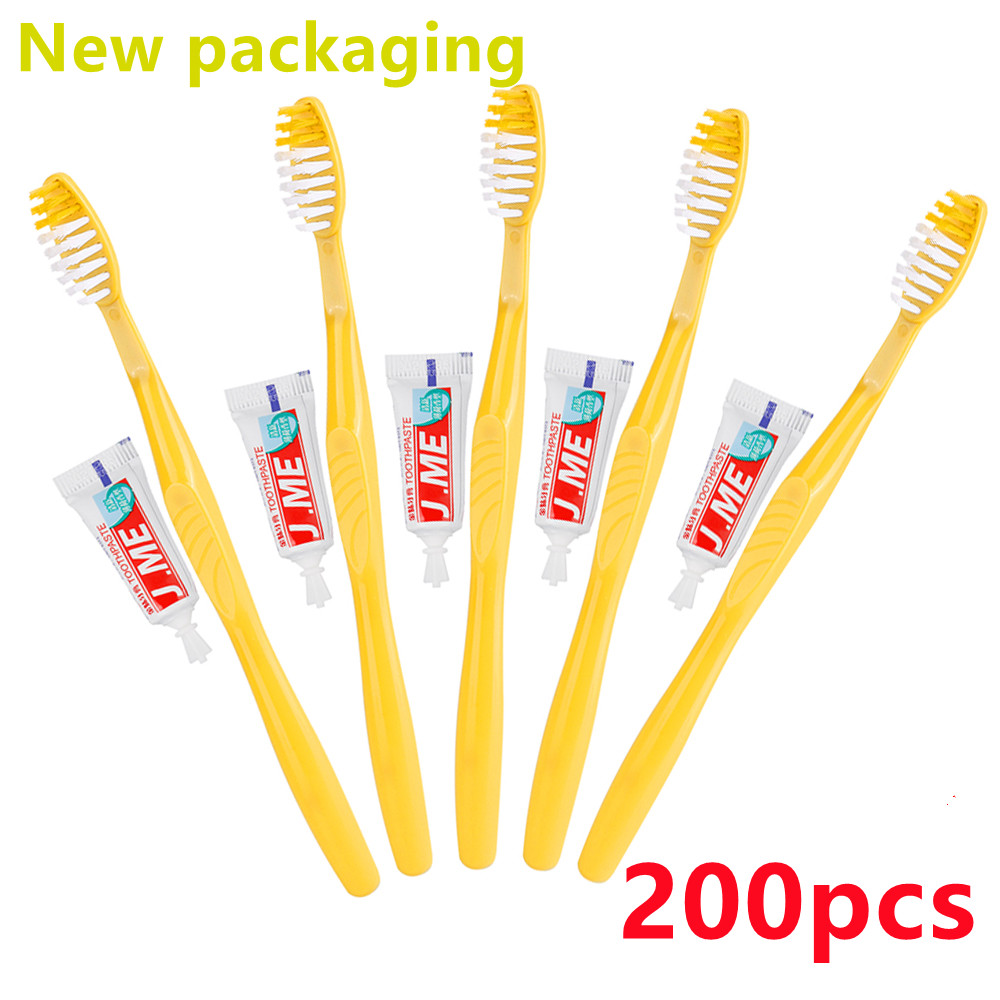 200/100/50/20Pcs Disposable el Toothbrush Portable Travel Toothbrush With Toothpaste Kit Oral Care Teeth Cleaning Brush TSLM1
