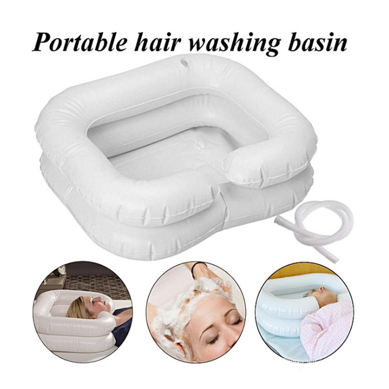 Inflatable Hair Washing Basin Portable Shampoo Hair Wash Tray With Drain Tube Nursing Aid Sink Shampoo PVC Tray For The Disable