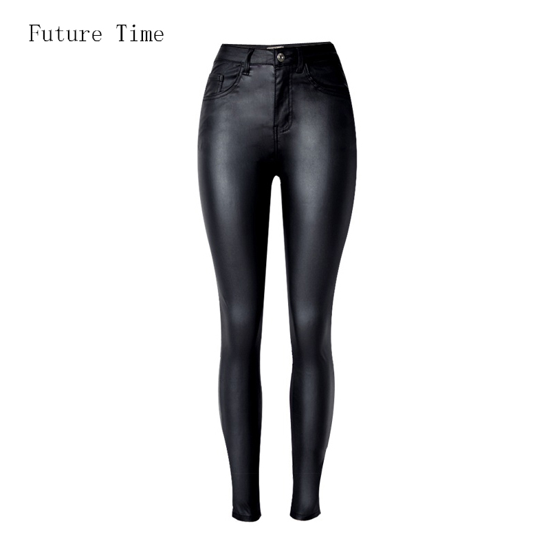   Women Jeans，Fitting High Waist Slim Skinny Femme Jeans，Faux Leather Jeans，Stretch Female Jeans，Pencil Pants C1075