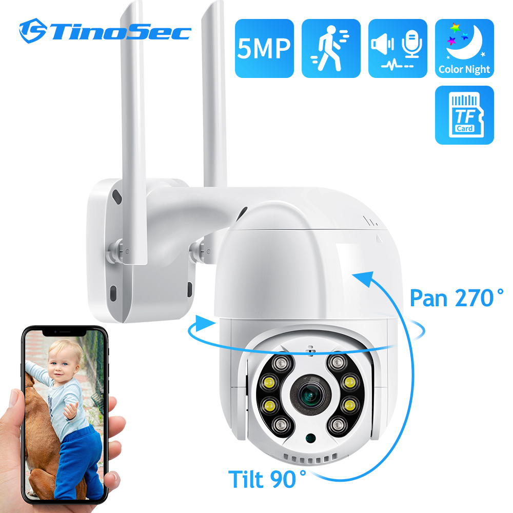 TinoSec 1080P 5MP Outdoor Wifi Camera Smart AI Human Detection Auto Tracking Colorful Night CCTV Video Security Camera P2P Onvif
