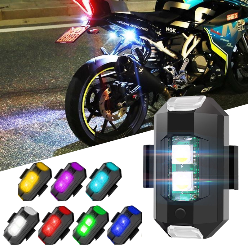 Universal Motorcycle Anti-collision Warning Light 7 Colors Aircraft Strobe Lights Bicycle Flashing Taillight Car Warning Lamp