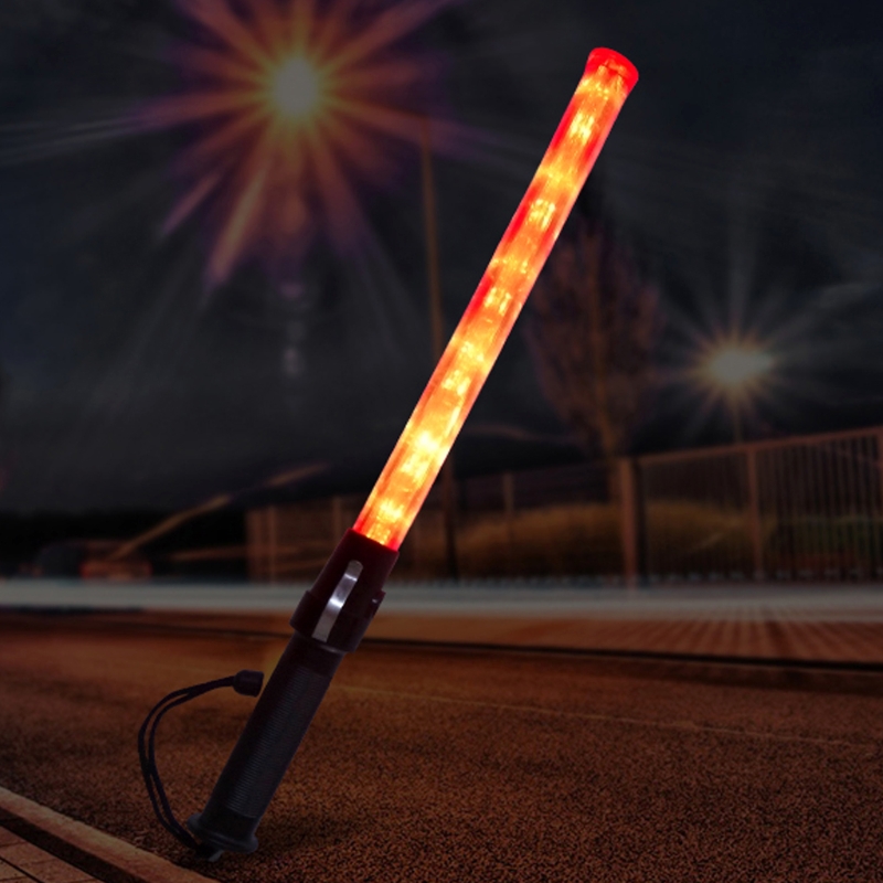 Plastic Traffic Wand  Powerful LED Flashlight Torch 3 Modes Strobe Setting
