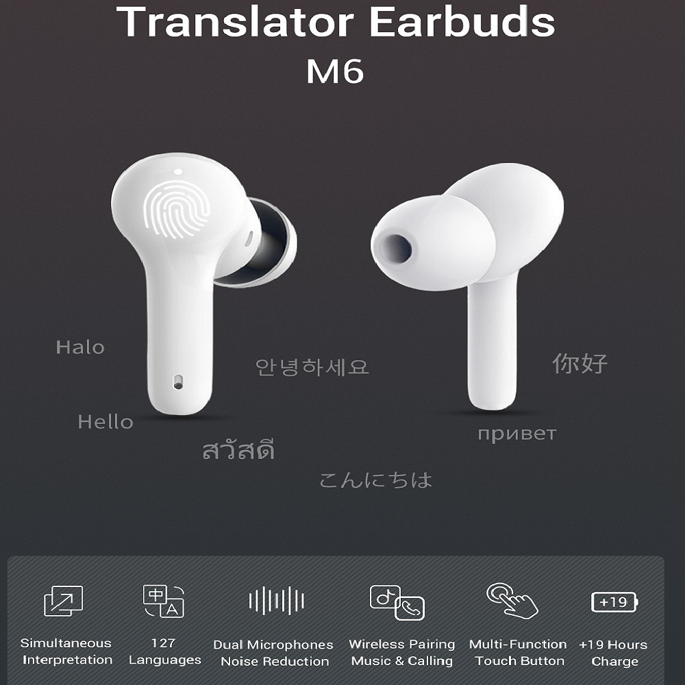 M6 Originl TimeKettle Simultaneous Translator Headset Business Interpretation Earphone Travel Gift Language Translation Earbuds
