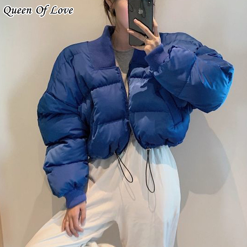 Women Short Jacket Stand Zipper Parka  Winter Jackets And Coats  Solid Warm Casual Cotton Padded Female Coat