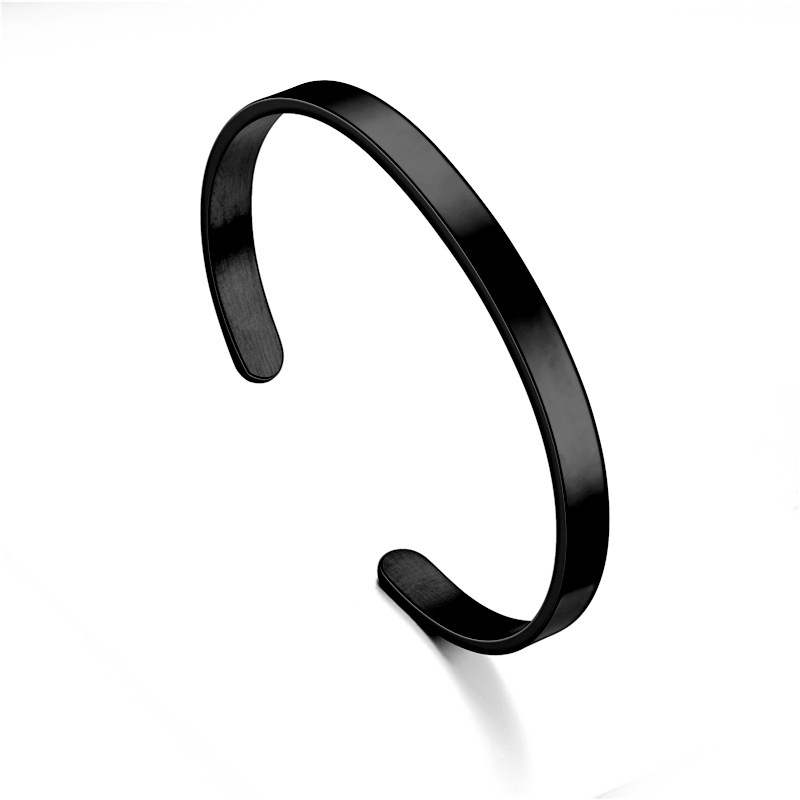 6MM Classic Black Cuff Men Bracelets Bangles Stainless Steel   Bangle Bracelet For Men Women Jewelry Gift Pulseras