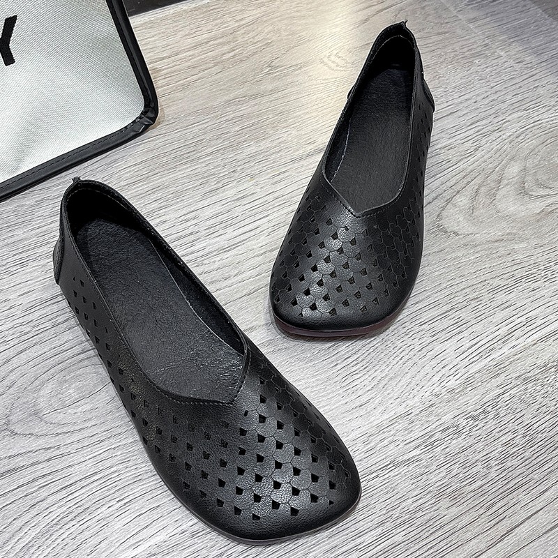 Women  Casual Shoes Summer Slip-on Sneakers Ladies Soft Bottom Lofers Hollow Out Breathable Women Flat shoes High 