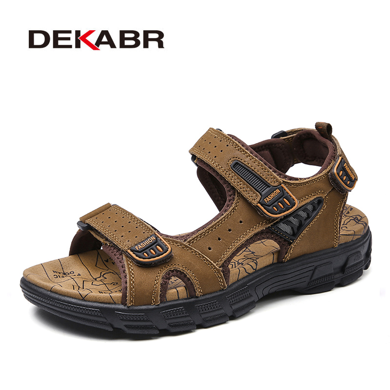 DEKABR  Classic Mens Sandals Summer Genuine Leather Sandals Men Outdoor Casual Lightweight Sandal  Shoes For Men