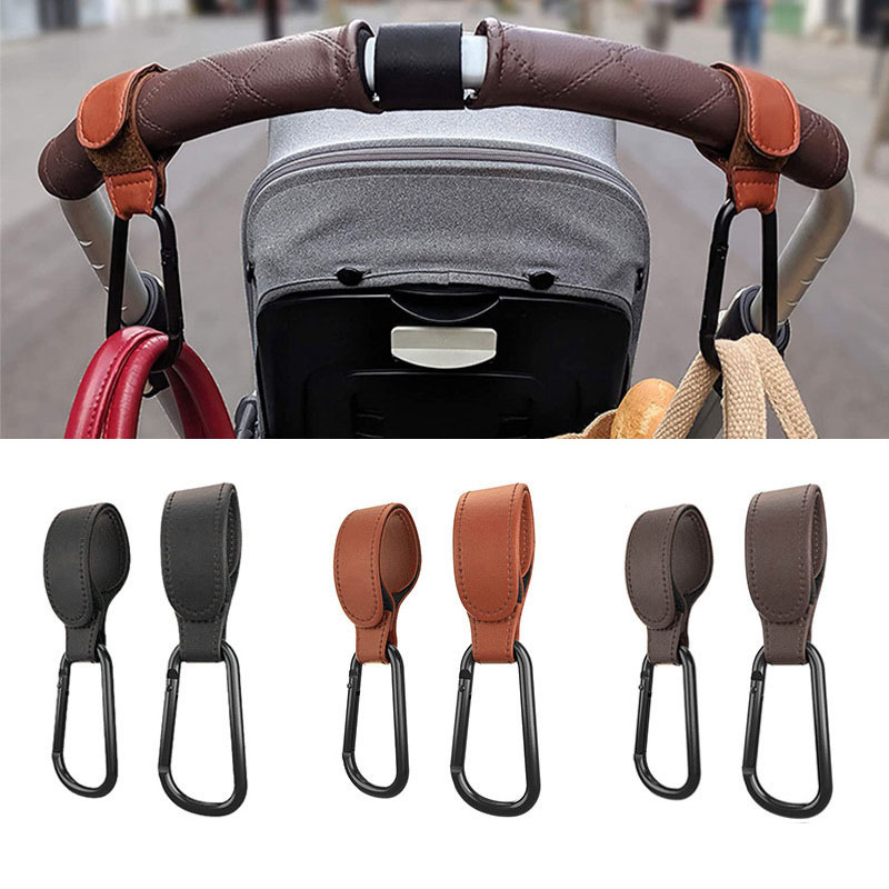 1/2 Pcs pu Leather Baby Bag Stroller Hook Rotate 360 Degree Rotatable Multi-function Stroller 2 in 1 Metal Hook Stand Accessorie