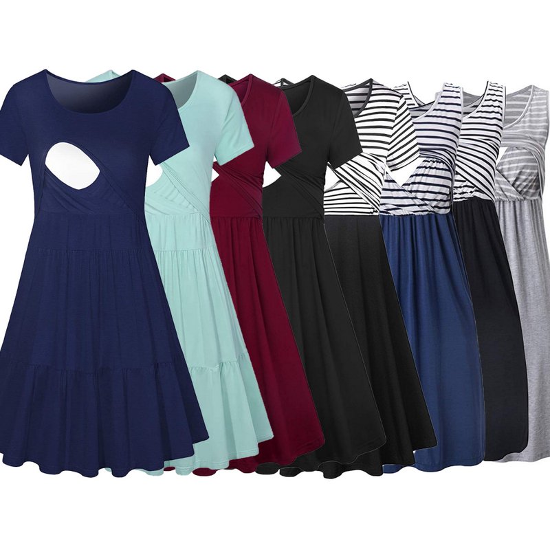 Maxi Long Clothes Breast Feeding Nursing Women Pregnant Breastfeeding Pregnancy Maternity Dress