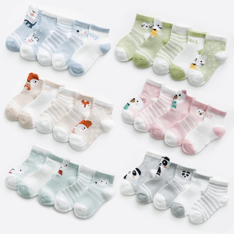 5Pairs/lot 0-3Y Infant Baby Socks Baby Socks for  Girls Cotton Mesh Newborn Toddler First Walkers Baby Clothes Accessories