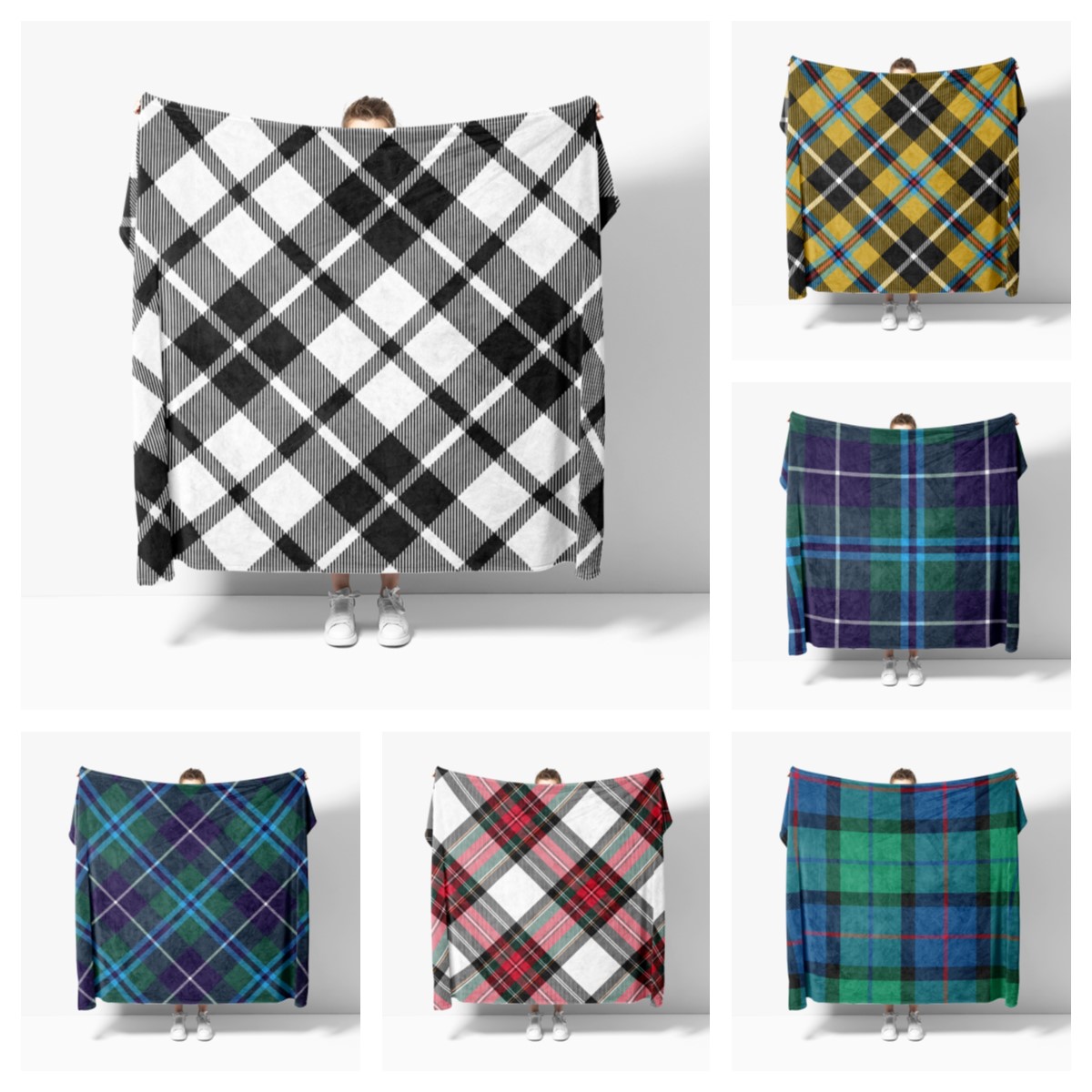 Nordic Vintage Plaid Soft Flannel Blanket Breathable Super Warm Bedding and Travel Blanket Sofa Blanket Bed Blanket Customizable