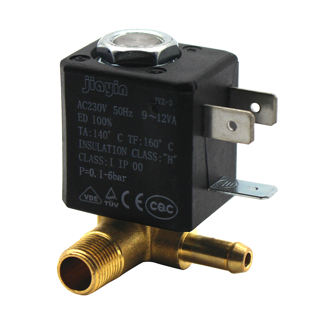 Jiayin JYZ-3 Normally Closed N/C AC 230V 6ar G1/8" Brass Iron Steam Water 2 Position 2 Way Steamer Gas Solenoid Water Valve