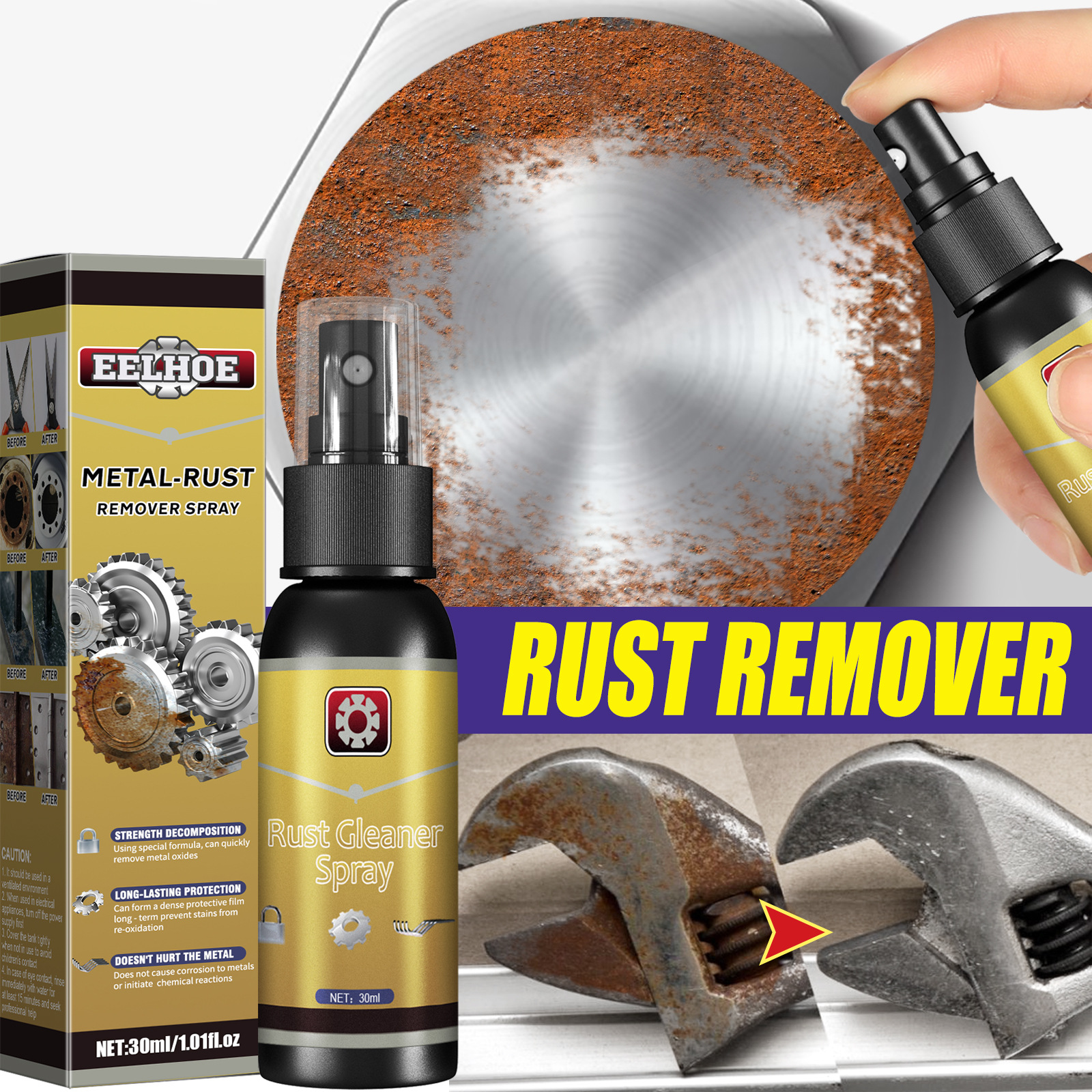 30/100ML Multifunctional Rust Remover Surface Polisher Rust Remover Car Maintenance Household Cleaning Tools Rust Inhibitor