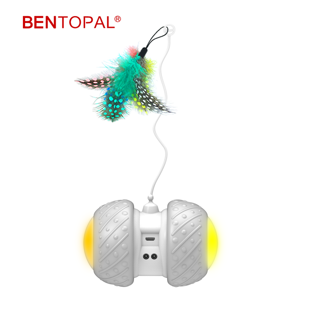 BENTOPAL--Smart Electronic Cat Toy Interactive Feather Cat Toy USB Rechargeable and LED Light Pet Fun Toy Automatic Cat Toys
