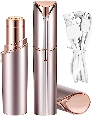 Facial Hair Removal for Women, Mini Hair Remover, Electric Razor Shaver Portable Bikini Epilator for Lips, Chin, Armpit, Peach Fuzz, Fingers, Neck, Cheek and USB Rechargeable(Champagne）