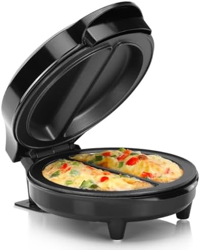 Holstein Housewares - Non-Stick Omelet & Frittata Maker, Stainless Steel - Makes 2 Individual Portions Quick & Easy (2 Section, Black)