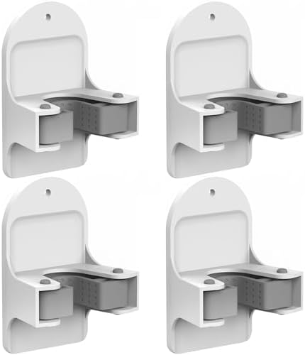 Plastic Broom Holder Wall Mount, White, 4 Count
