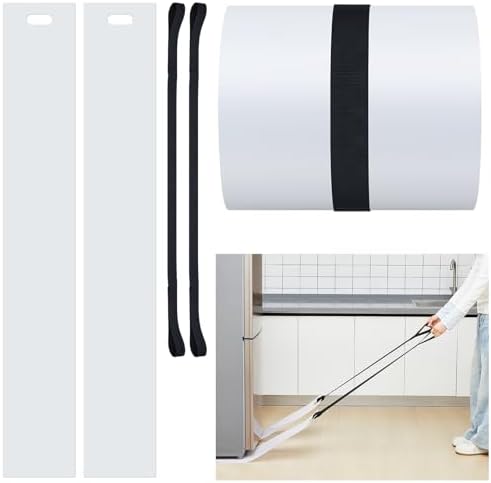 Soaoo 2 Set Appliance Slider with Pull Strap Appliance Mover with Handle Plastic Moving Furniture Gliders Heavy Duty Sliding Sheet for Tile Floors and Hardwood Floors, Glides Easily (8 x 60 Inch)
