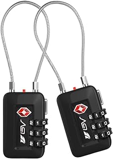 TSA Approved Luggage Travel Lock, Set-Your-Own Combination Lock for School Gym Locker, Luggage Suitcase Baggage Locks, Filing Cabinets, Toolbox, Case (Black, 2 Pack)