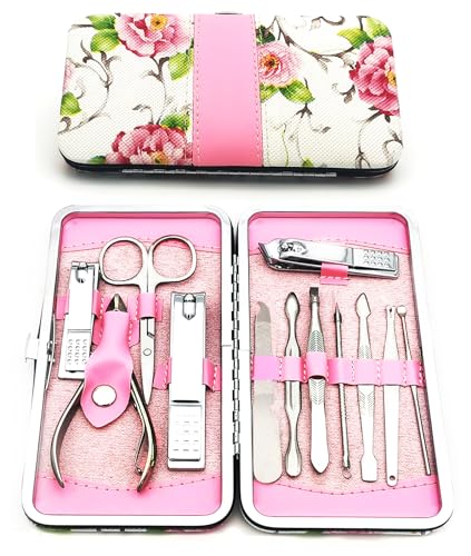 Manicure Pedicure Set 12 in 1 Nail Clippers Cuticle Cutters Stainless Steel Professional Toenail Clippers Nail Scissors Grooming Kit for Men Women with Travel Case