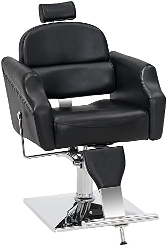 BarberPub Classic Recliner Leathern Barber Chair Antique Heavy Duty Hair Spa Salon Styling Beauty Equipment 3125