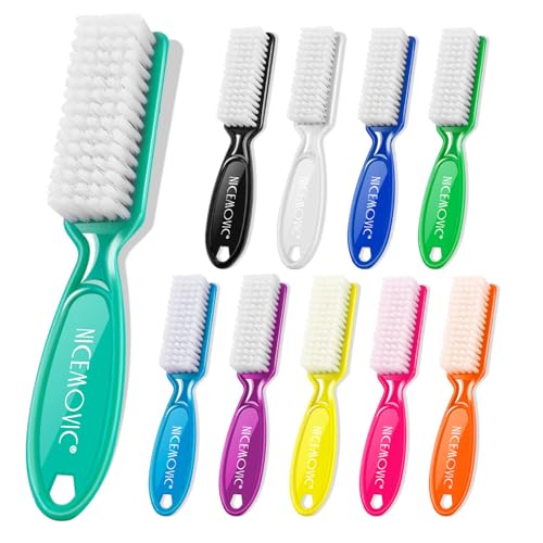 10 Pcs Handle Grip Nail Brush, NICEMOVIC Hand Fingernail Cleaner Brush Manicure Tools Scrub Cleaning Brushes Kit, Use for Toe and Nail Cleaning (Bright Colors)