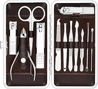 Manicure, Pedicure Kit, Nail Clippers, Professional Grooming Kit, Nail Tools with Luxurious Travel Case, Set of 12 … (nail clippers 12pcs)