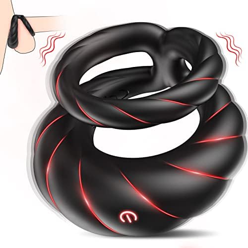 Vibrating Cock Ring Sex Toys for Men - Penis Ring Vibrator with 10 Vibrations, Adult Male Sex Toy for Longer Harder Stronger, Double Penis Vibrators, Couples Mens Male Adult Sex Toys & Games