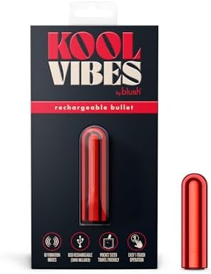 Blush Kool Vibes 2.5 Inch Discreet & Travel-Friendly Mini Bullet Vibrator - 10 Vibration Modes with Effortless One Button Control - USB Rechargeable - Adult Sex Toy Clitoral Stimulator - Cherry