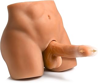 Jock Male Masturbator with Thrusting Dildo for Men Women & Couples. Soft & Stretchy Real Feel Premium Textured Inner Tunnel Latex & Phthalate-Free. 1 Piece - Medium