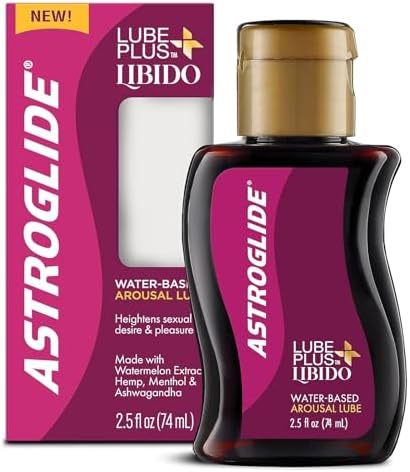 Astroglide Lube Plus Libido (2.5oz), Intimate Arousal Lube Heightens Desire and Sensitivity, Water Based Personal Lubricant, Sex Lube Enhances Pleasure for Women, Men, Couples, Travel-Friendly Size
