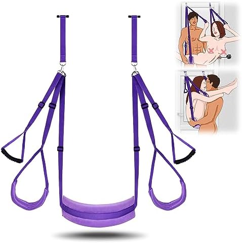 Sex Swing Erotic Toys for Couples - UTIMI Sex Position Love Sling for Door with Thick Sponge Cushion and Adjustable Straps Sex Furniture for Women's Pleasure Adult Sex Games Holds up to 300lbs, Purple