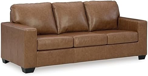 Signature Design by Ashley Bolsena Contemporary Leather Match Sofa, Dark Brown