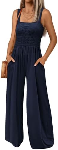 AUTOMET Womens Jumpsuits Casual Jumpers Summer Rompers Sleeveless Loose High Waist Wide Leg Overalls with Pockets 2024
