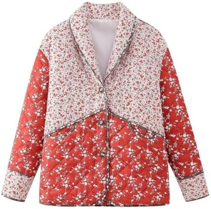 Omoone Women's Quilted Lightweight Jackets Cropped Floral Packable Puffer Jacket Winter Coat