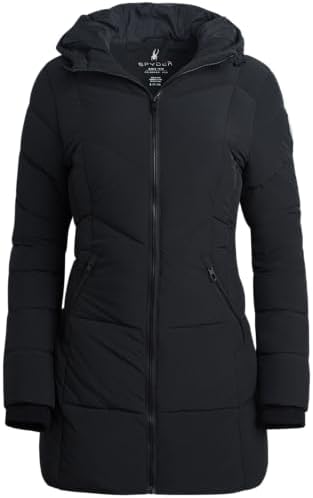 Spyder Women's Puffer Jacket - Cozy Hooded Long Puffer Jackets for Women with Hand Pockets - Soft Stretch Bubble Jacket S-XL