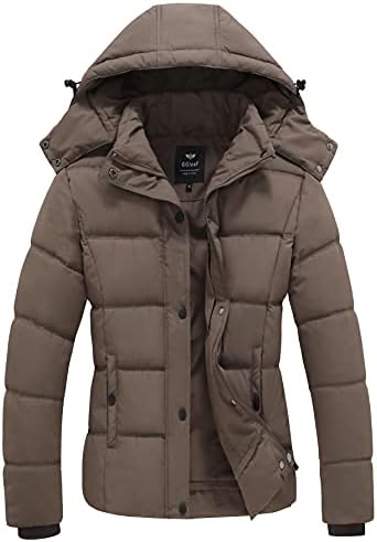 GGleaf Women's Winter Coats Quilted Puffer Jacket Warm Snow Coat with Removable Hood