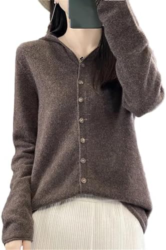 Women's Hoodies Merino Wool Sweater Casual Solid Long Sleeve Cardigan Cashmere Knitwears