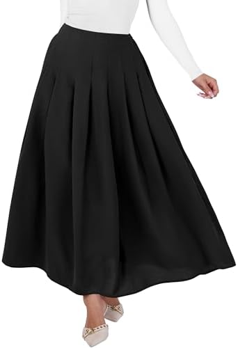ANRABESS Women A-Line Pleated High Waist Maxi Skirt Full Ankle Length Flowy Swing Elegant Dressy Casual Work Long Skirts