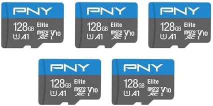 PNY 128GB Elite Mobile Accessories Class 10 U1 V10, A1 microSDXC Flash Memory Card for Mobile Devices - 100MB/s, Full HD, UHS-I, Micro SD 5-Pack