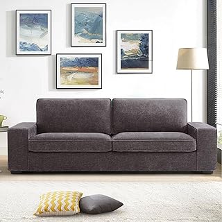 EASELAND 88" Chenille Loveseat Sofa for Living Room, Modern Deep Seat Sofa Couch with Removable Back and Seat Cushions, Comfy Sofa with Wood Legs and Armrest(Dark Grey)
