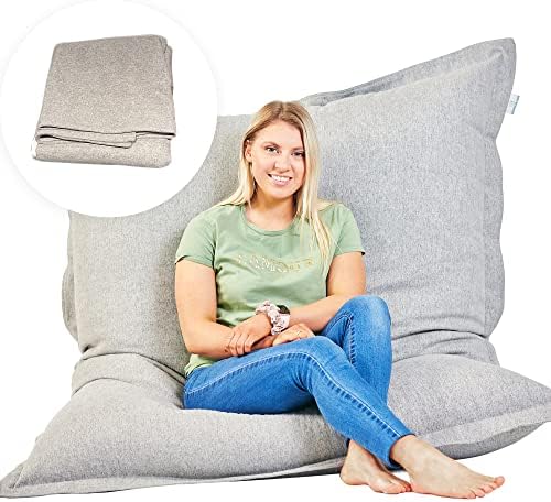Room & Bloom Bag ONLY - No Filling 'New Model' Super Bean Bags (6ft x 4.5ft) Beautiful Faux Linen Fabric Giant Bean Bag Chair for Adults for Kids for The Whole Family Large Chairs Bags Big Large XL