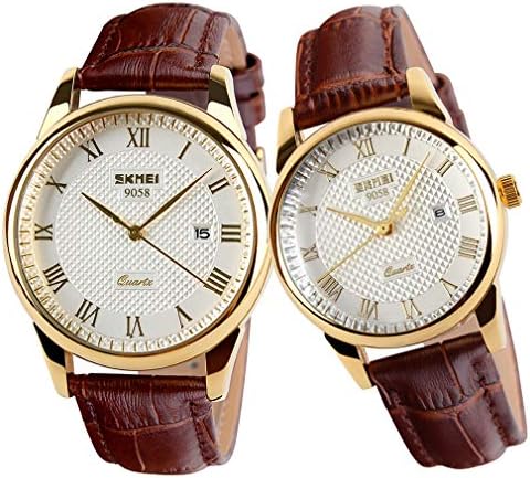 SKMEI Pair Watches for Couples Men and Women His and Hers Watch Set Husband Wife Valentines Matching Wrist Watch Wedding Gifts Waterproof Business Fashion Quartz Analog Calendar