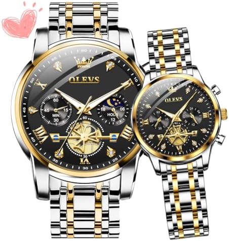 OLEVS Couple Watch Valentines Couple Matching Watches His and Her Couple Set Wrist Watch Men and Women Lovers Wedding Romantic Gifts Set of 2
