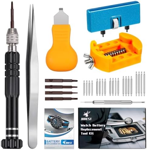 Watch Battery Replacement Kit, Watch Repair Screwdriver, Watch Band Replacement tool, Watch Wrench Back Remover, Watch Case Opener, Watch Back Remover Holder, Spring bar, Tweezers