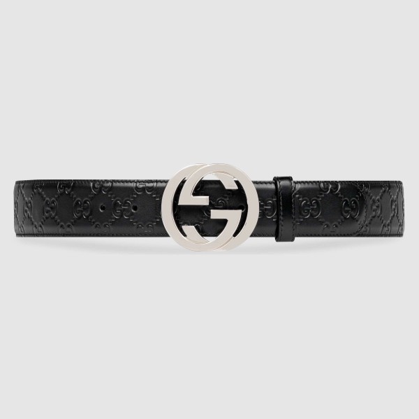 Gucci Black Signature Leather 38MM Belt with G Buckle