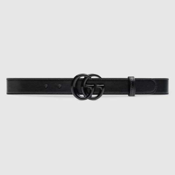 Gucci Black GG Marmont 30MM Belt with Black Buckle