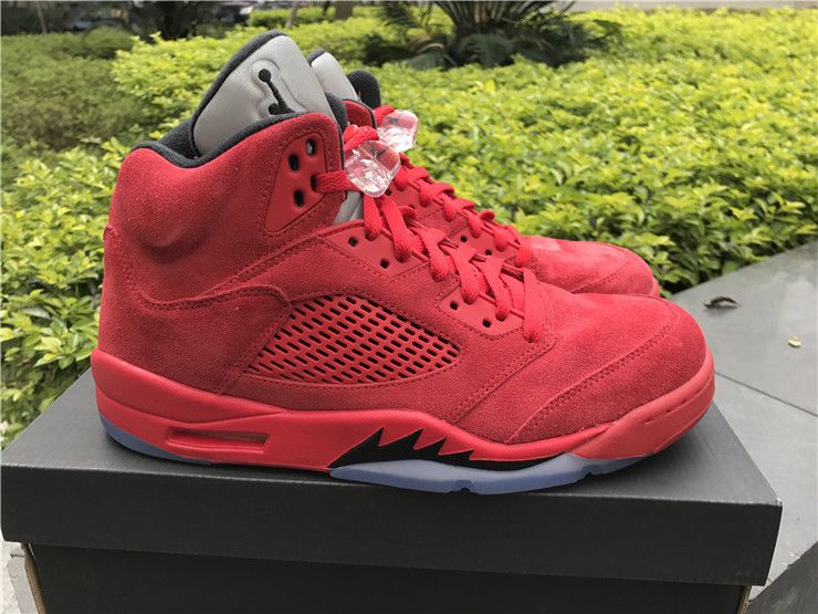 PK JORDAN 5 RETRO RED SUEDE UNIVERSITY RED BLACK
