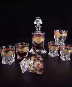 High-end replica designer versace home golden crystal decanter and goblets